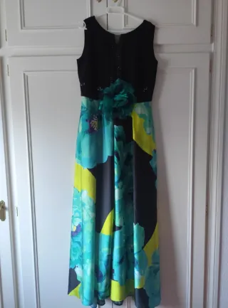 Vestido largo invitada fiesta floral con bolsillo