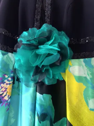 Vestido largo invitada fiesta floral con bolsillo