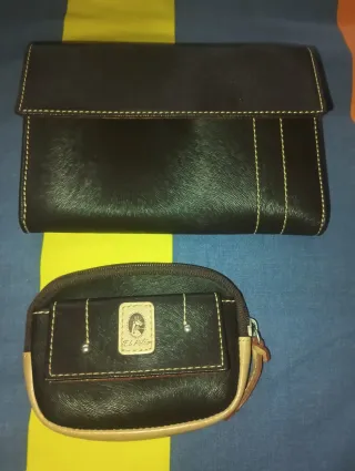 Conjunto Cartera y Monedero El Potro Negro/Marrón