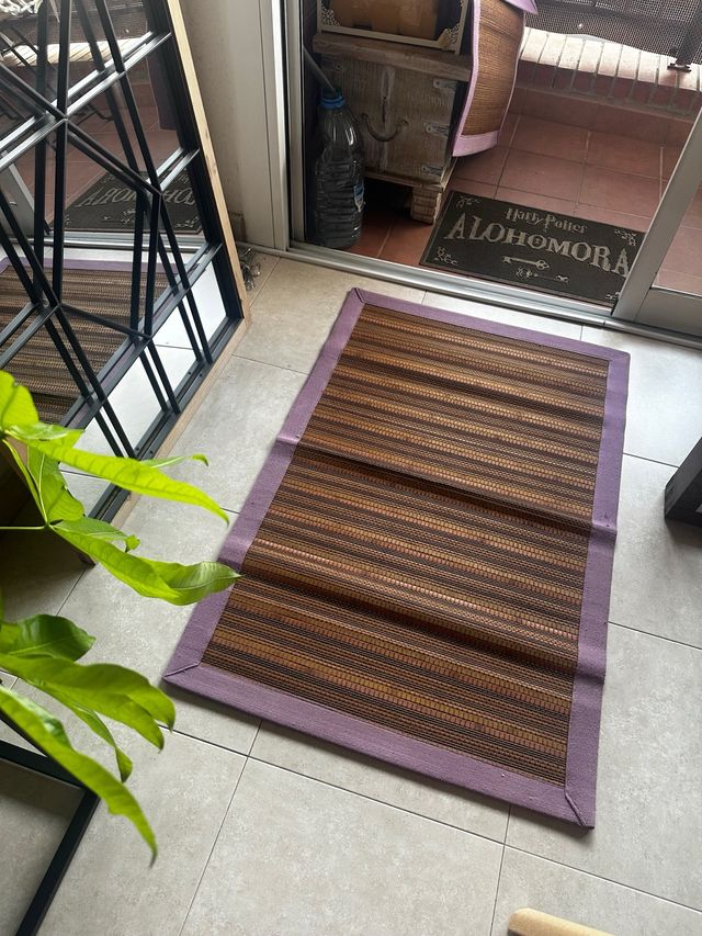 2 alfombras bambú y tela