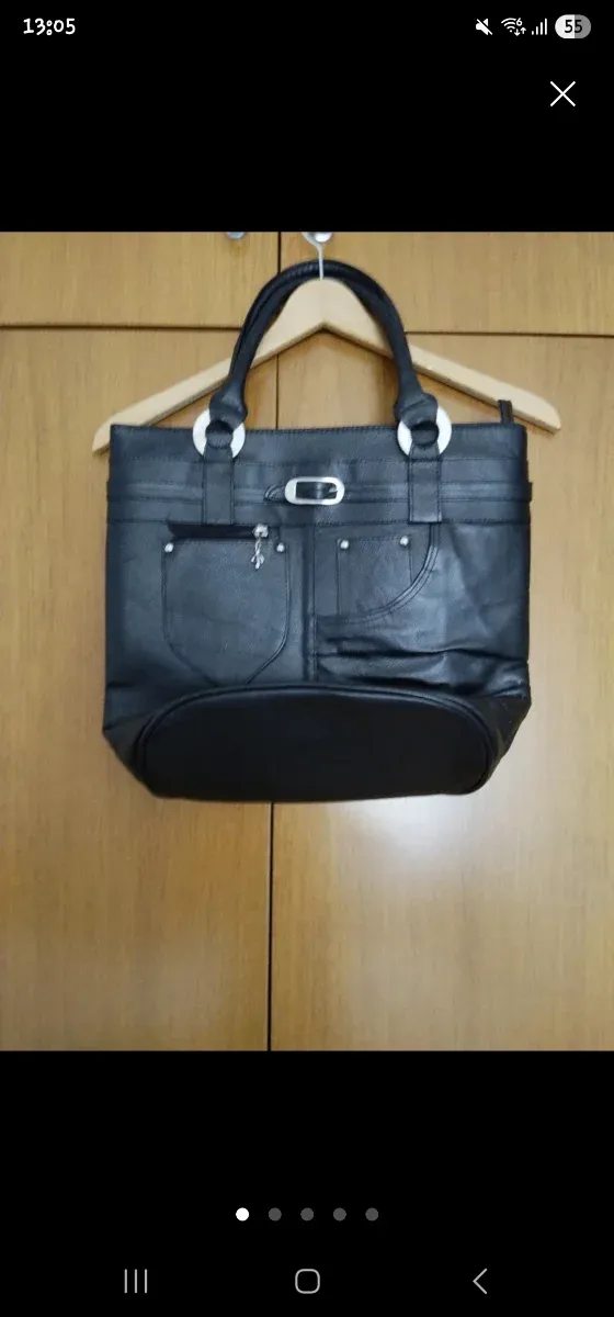 Bolso grande de cuero negro