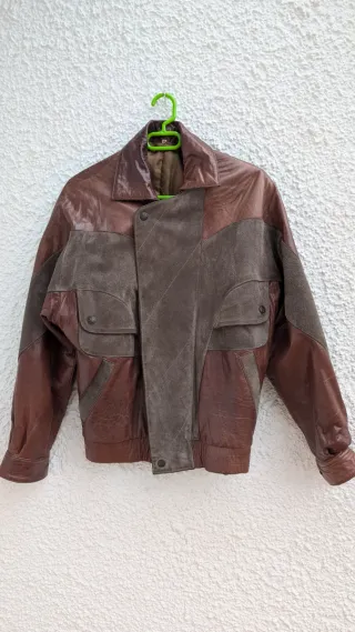 Cazadora Cuero Vintage Marrón