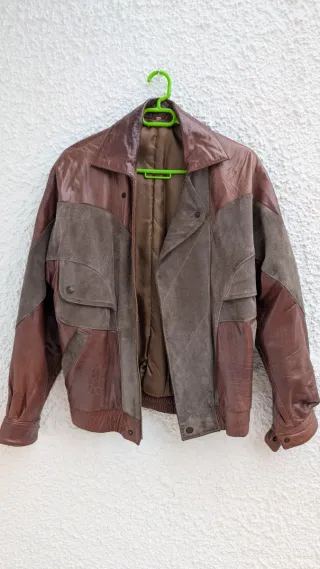 Cazadora Cuero Vintage Marrón