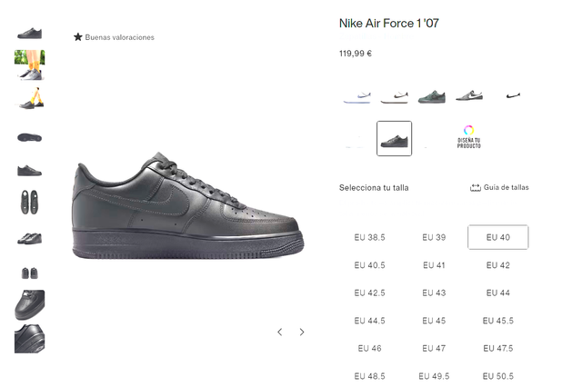 Nike Air Force 1 Tamanho 40 Preto