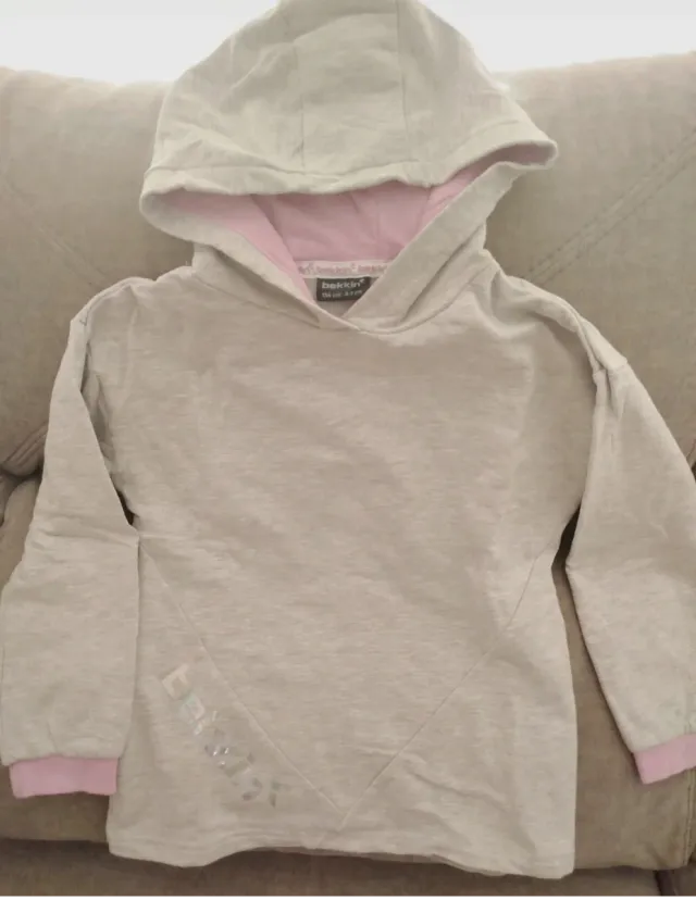 Sudadera niña Bekkin gris rosa