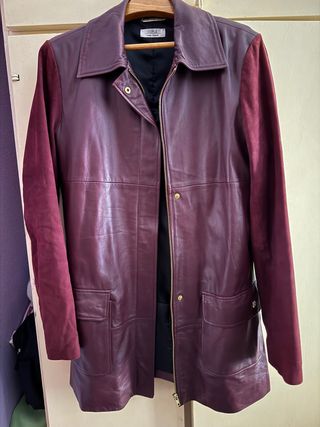 Chaqueta de piel burdeos talla L
