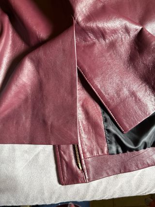Chaqueta de piel burdeos talla L