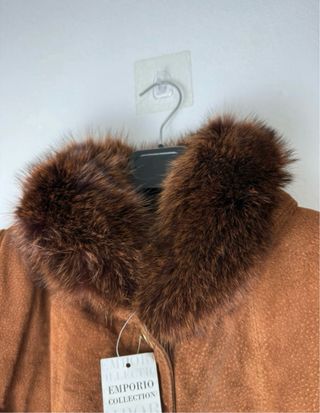 Cappotto donna in pelle marrone taglia L
