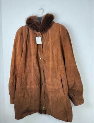 Cappotto donna in pelle marrone taglia L
