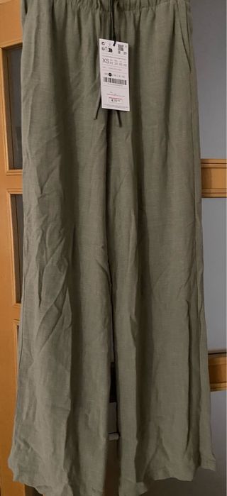 Pantalón largo lino Zara Talla XS