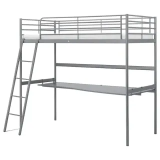 Cama alta metálica gris Ikea