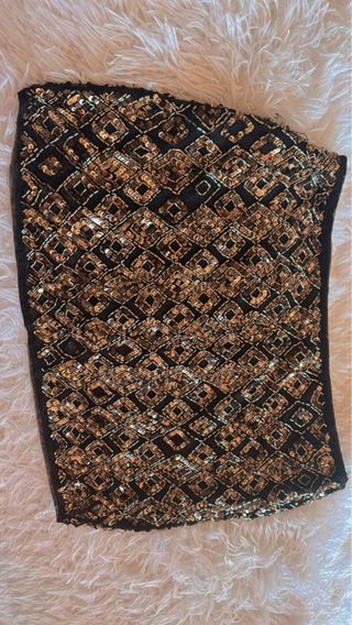 Falda lentejuelas negra y dorada