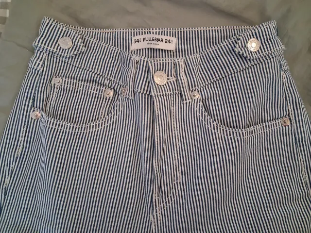 Vaqueros Pull&Bear Mil Rayas Talla 34 Con elastano
