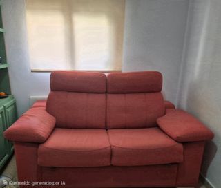 Sofá 2 plazas rojo tela seminuevo