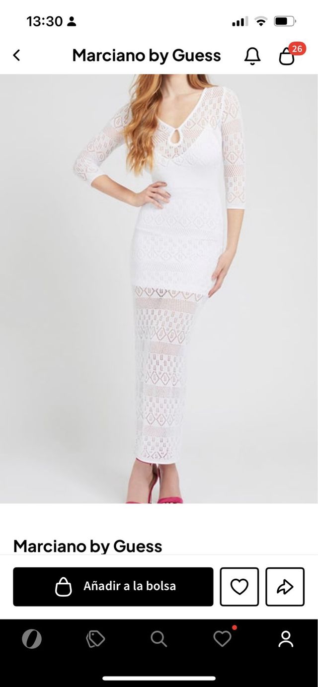 Vestido Guess punto calado largo
