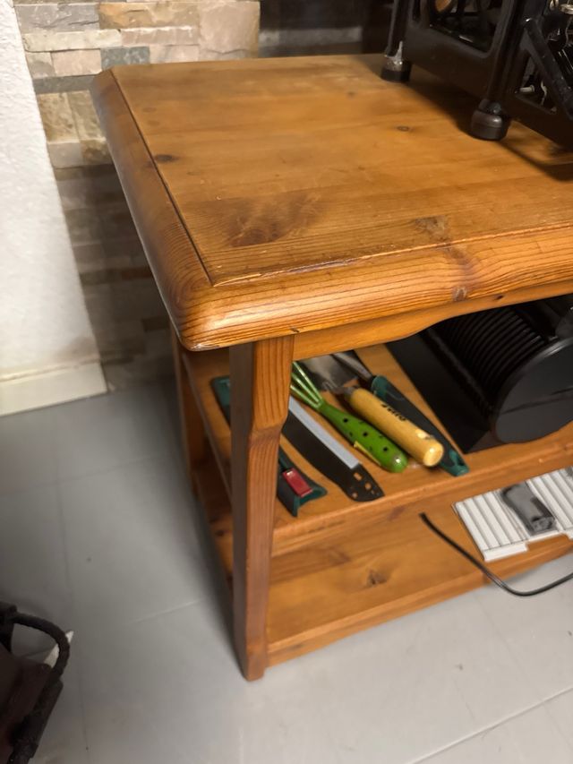 Mesa auxiliar de madera de pino maciza