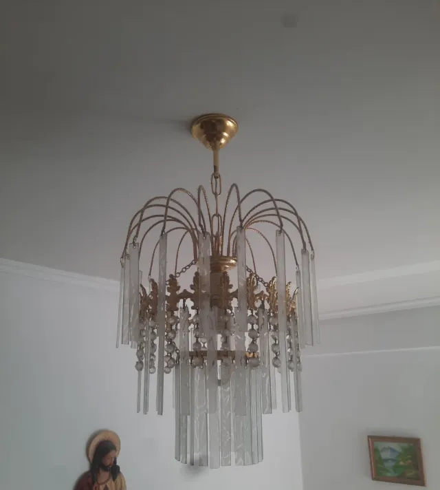 Lámpara de bronce y cristal