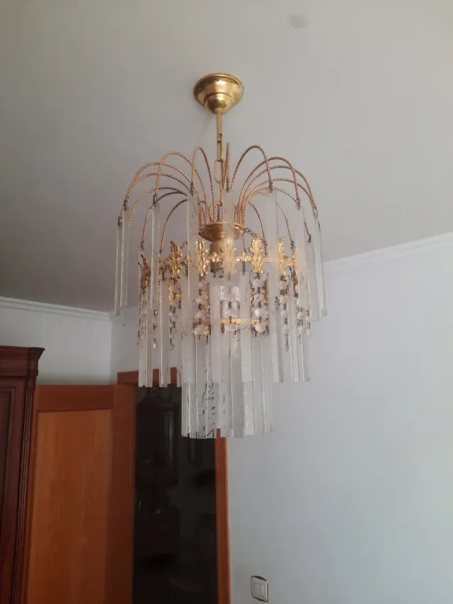 Lámpara de bronce y cristal