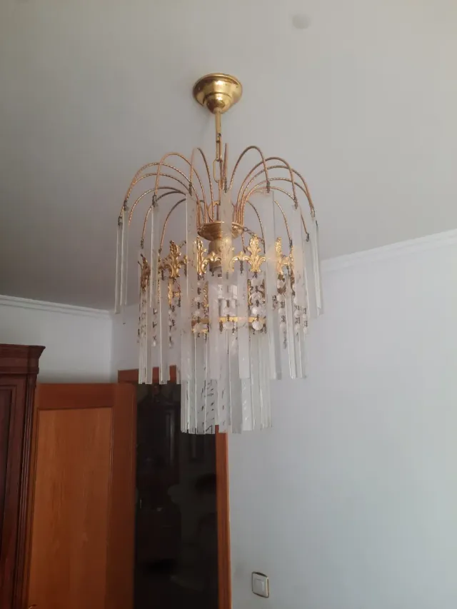 Lámpara de bronce y cristal