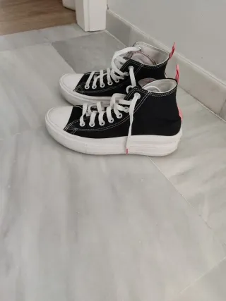 Zapatillas Converse plataforma negras y rosas