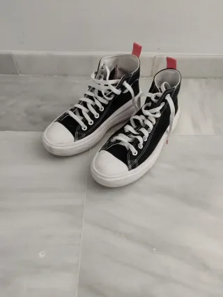 Zapatillas Converse plataforma negras y rosas