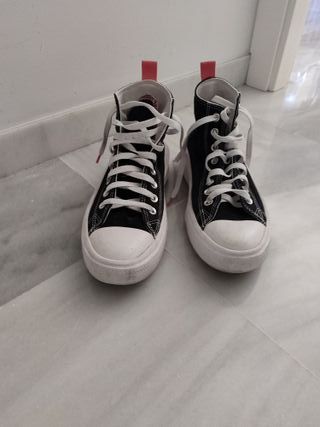 Zapatillas Converse plataforma negras y rosas