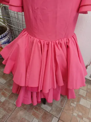 Vestido Flamenca Rosa Volantes Talla Única
