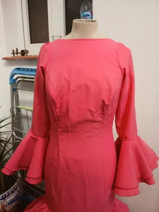 Vestido Flamenca Rosa Volantes Talla Única