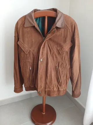 Cazadora de cuero marrón para hombre