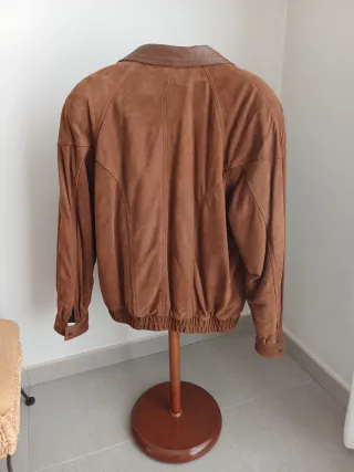 Cazadora de cuero marrón para hombre