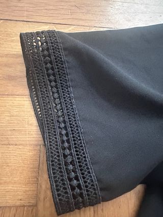 Zara Camicetta Nera Pizzo Manica Corta