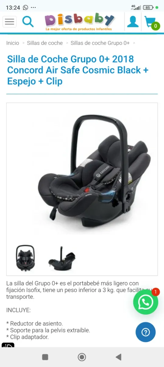 Silla Coche Grupo 0+ Concord Air Safe