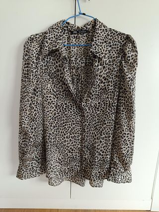 Camisa Zara Leopardo Print L