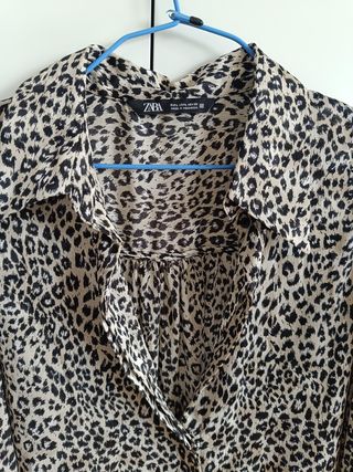 Camisa Zara Leopardo Print L