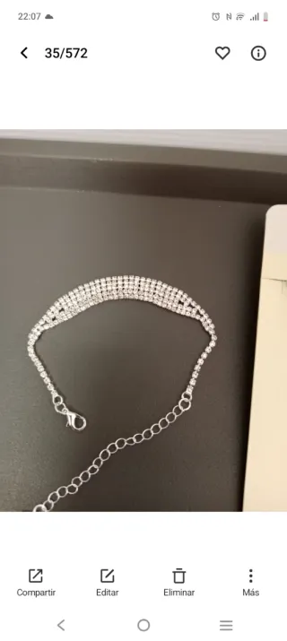Collar, pulsera  y pendientes plateado con cristal