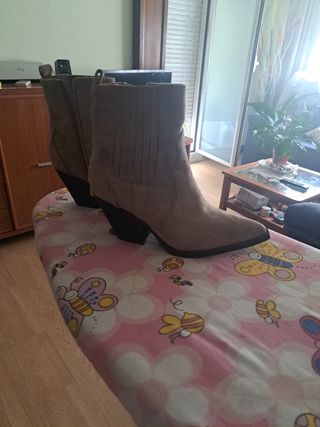 Botines camperos mujer talla 37 beige