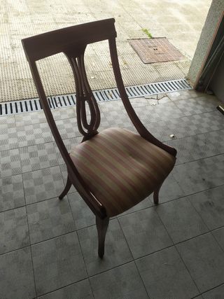 5 Sillas de Salón Madera y Tela