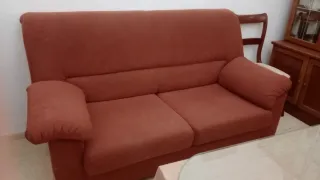 (está en Sevilla)Sofá Cama Tela Marrón/Rojo