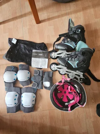 Patines y casco Oxelo niña talla ajustable