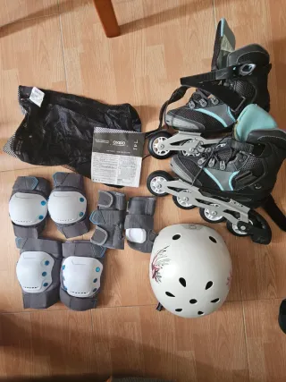 Patines y casco Oxelo niña talla ajustable
