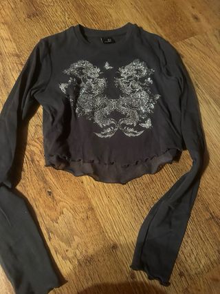 Bershka Camiseta Manga Larga Estampada