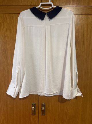Camisa Zara Beige y Azul Talla XXL