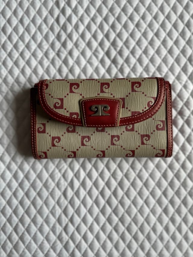 Cartera Pierre Cardin Piel Roja y Beige