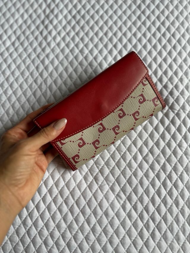 Cartera Pierre Cardin Piel Roja y Beige
