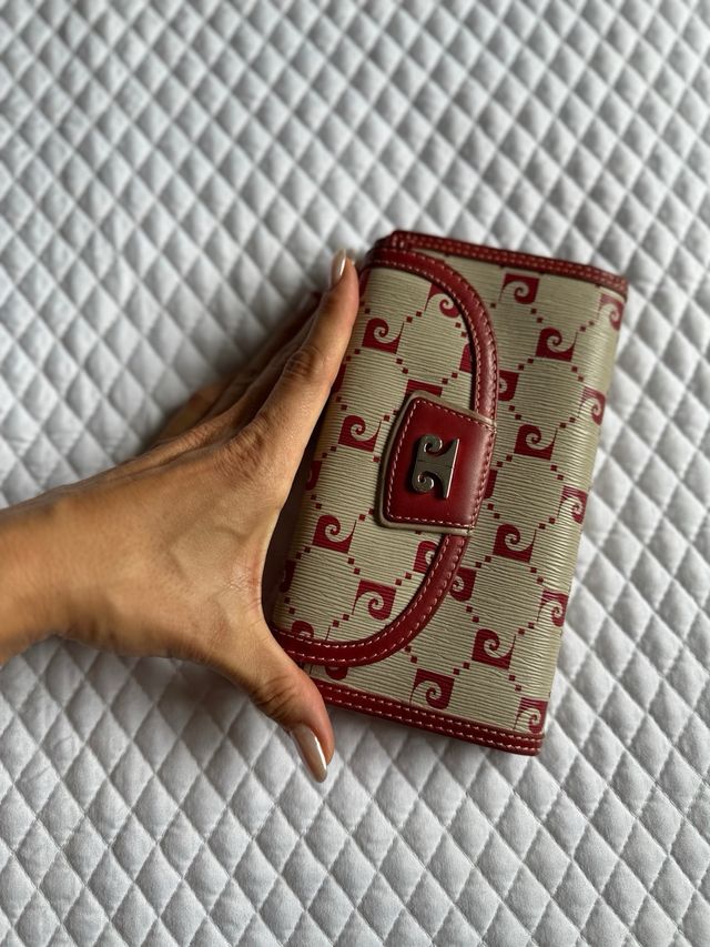 Cartera Pierre Cardin Piel Roja y Beige