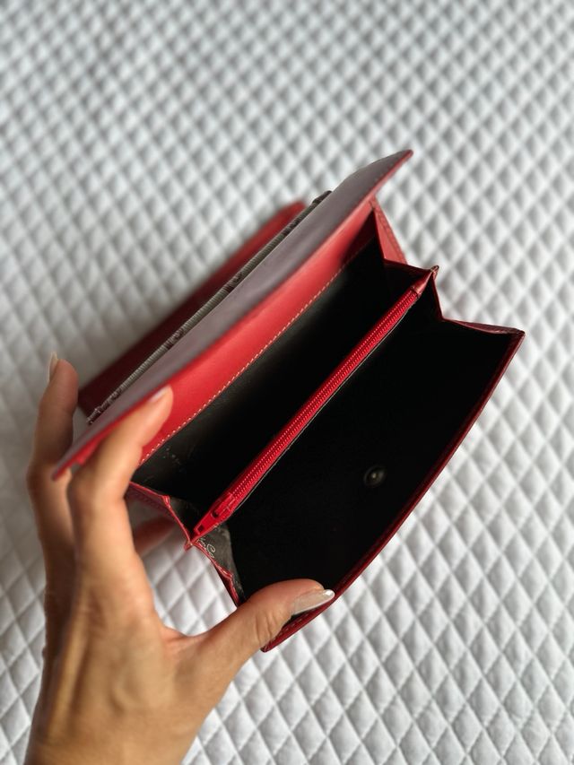 Cartera Pierre Cardin Piel Roja y Beige