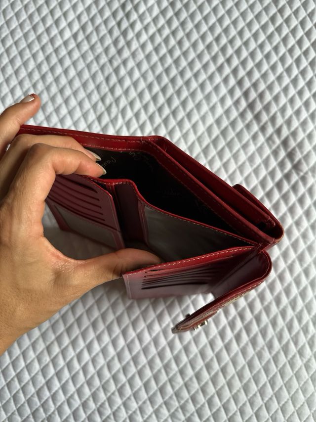 Cartera Pierre Cardin Piel Roja y Beige