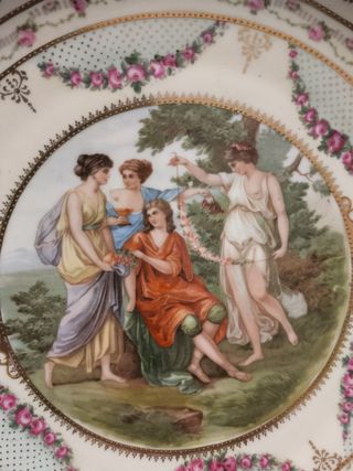 Platos antiguos de porcelana Sajonia