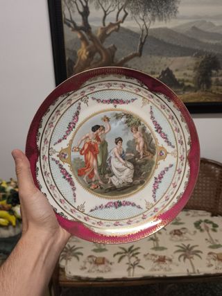 Platos antiguos de porcelana Sajonia