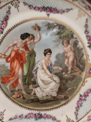 Platos antiguos de porcelana Sajonia